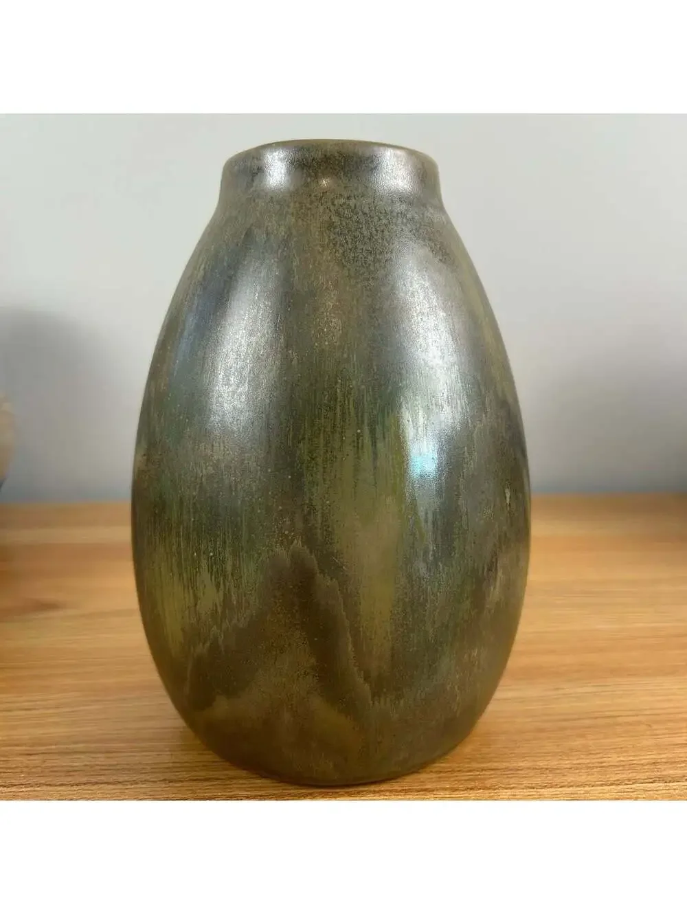 Red Wing Nokomis 1930s Vintage Art Pottery Olive Green Brown Ceramic Vase 206